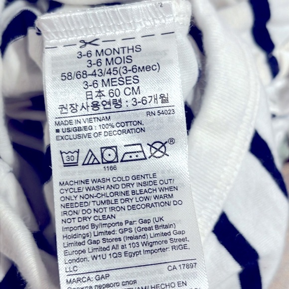 BABY GAP Infant 3-6mo Ruffle Sleeveless Bodysuit Onesie Tank Striped Navy White - Picture 7 of 7